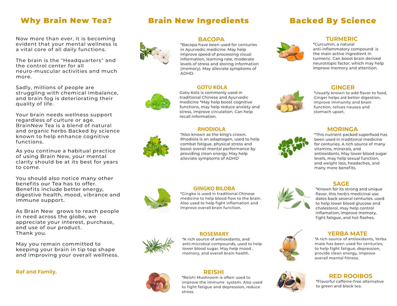 Brain New Tea | Mental Clarity, Focus & Memory Nootropic Tea
