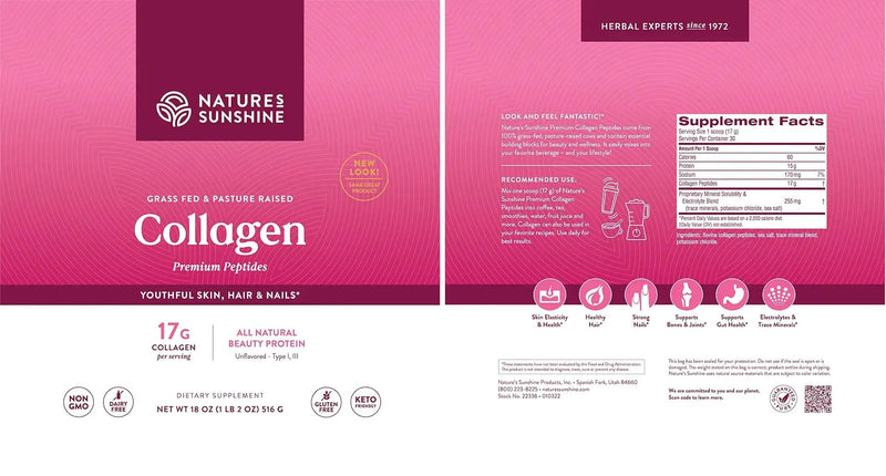 Nature's Sunshine Collagen Powder Type I & III – Grass-Fed, 18 oz