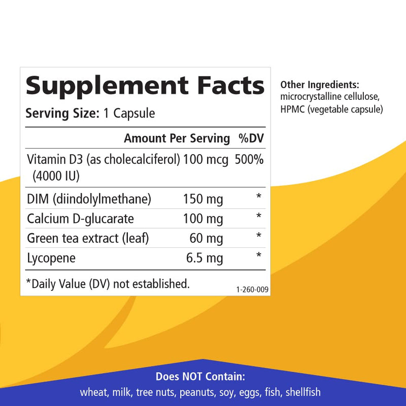 Breast D by Pure Essence – Estrogen Balance, Hormonal Acne & Menopause Support (Vitamin D3, Calcium, Green Tea & Lycopene) – 30 Capsules
