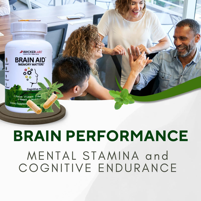 Bricker Labs Brain Aid Memory Matters – Nootropic Brain Supplement with Neumentix Spearmint Extract, 90 Capsules