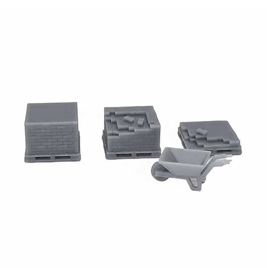 OO Scale Ready to Paint Pallets of Bricks and Wheelbarrow