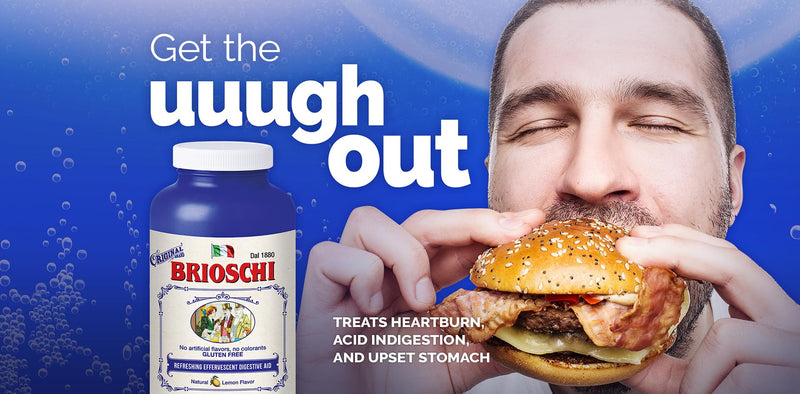 Brioschi Italian Lemon Effervescent for Heartburn and Upset Stomach, 8.5 oz