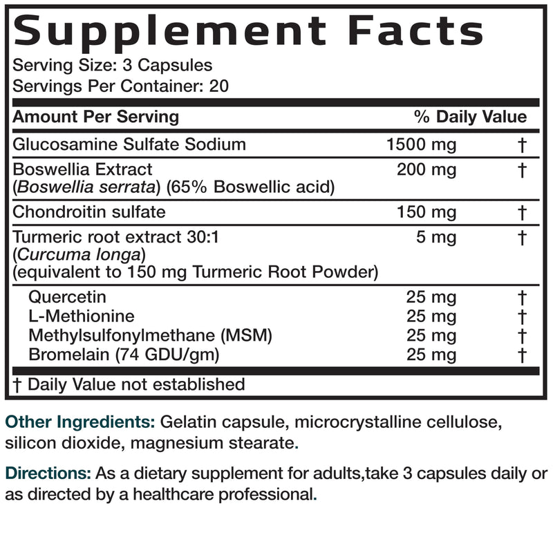 Bronson Glucosamine Chondroitin Turmeric & MSM – Advanced Joint & Cartilage Formula | Non-GMO, 60 Capsules