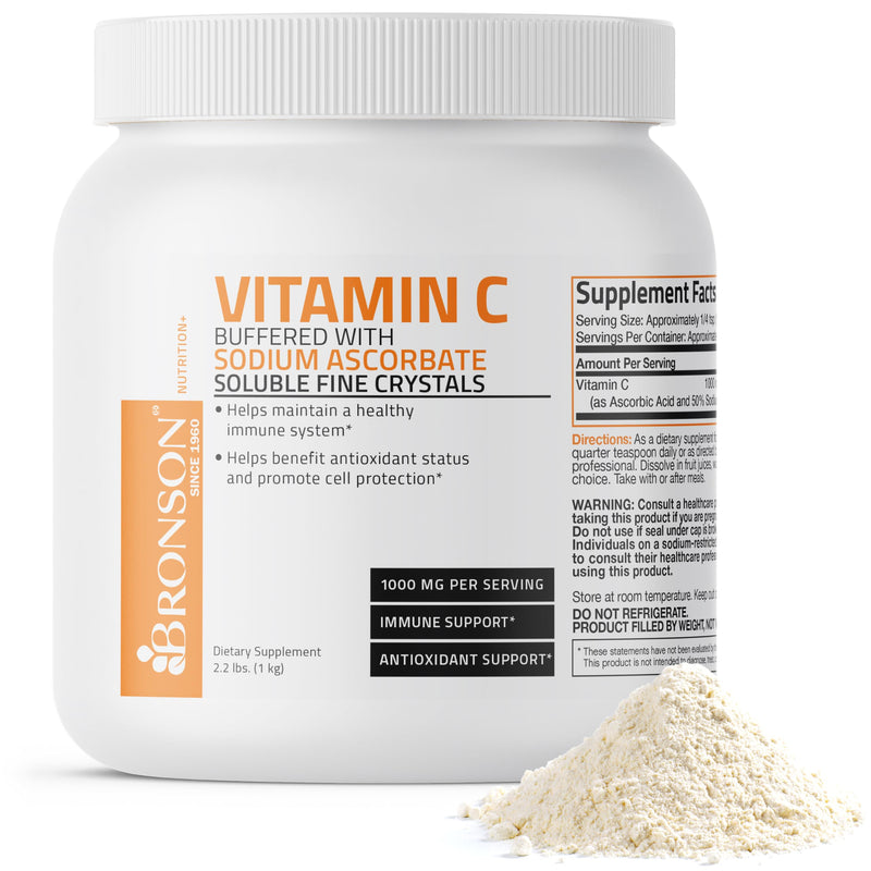 Bronson Buffered Vitamin C Powder – Immune Support, Antioxidant, 1 kg (2.2 lbs)
