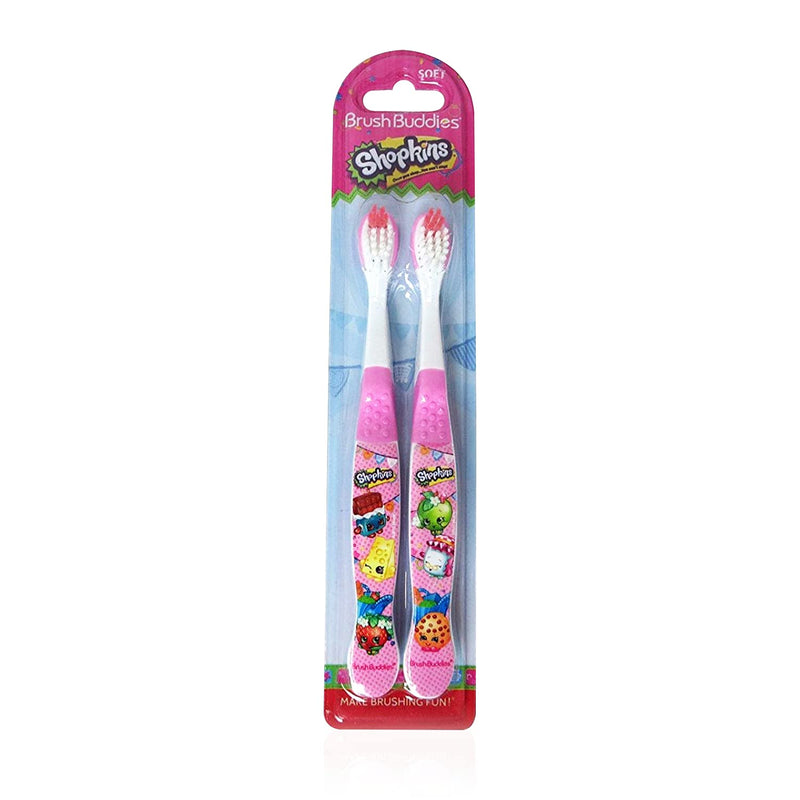 Brush Buddies 2 Piece Shopkins Toothbrush – Kids' Soft Bristle Set