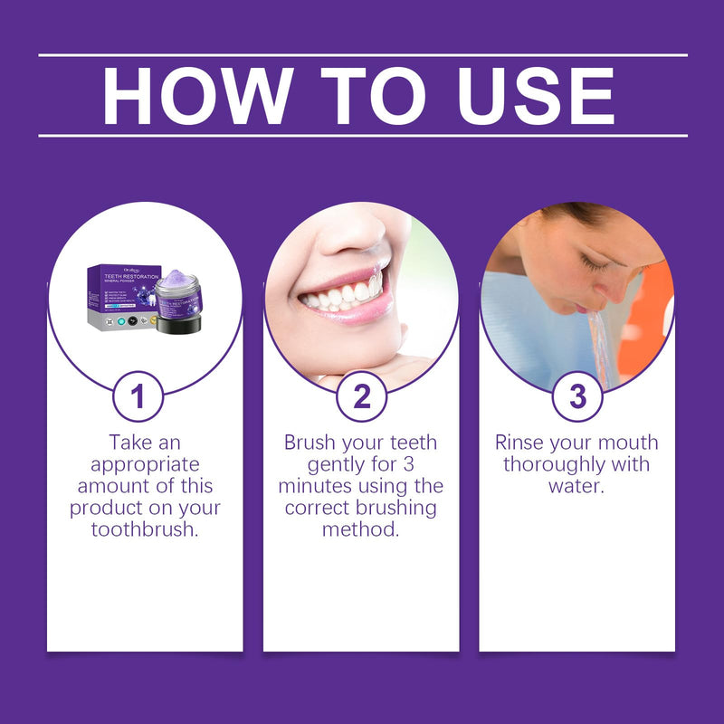 2Pcs Teeth Restoration Mineral Powder - Purple Whitening Mineral Powder for Fresh Breath, Strengthens Teeth & Gums - Gentle & Non-Irritating