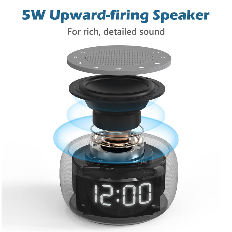 Buffbee 2-in-1 Sound Machine & Alarm Clock | 18 Soothing Sounds, 7 Night Lights, 30-Level Volume