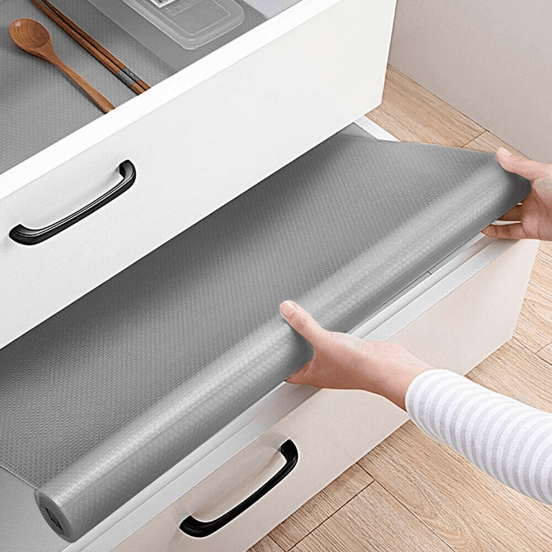 Bulk Roll - 45Cm x 500Cm Non-Slip Grey Waterproof Drawer Shelf Liner Mat UK - InStock