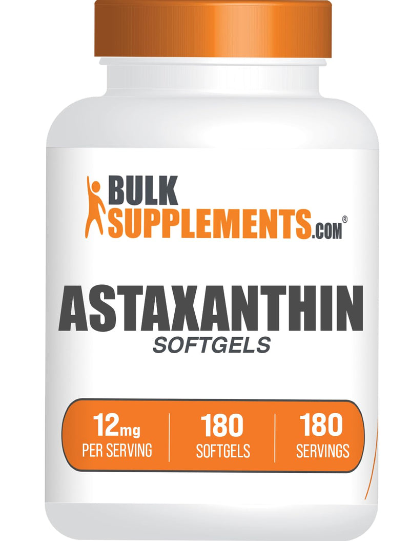 BulkSupplements Astaxanthin 12mg Softgels – Gluten Free, 180 Count (Pack of 1)