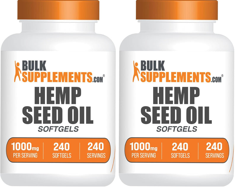 BulkSupplements Hemp Seed Oil Softgels 1000mg - Omega-3, Gluten Free - Pack of 2