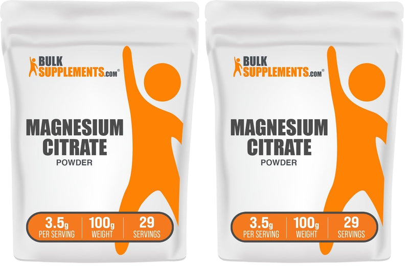 BulkSupplements Magnesium Citrate Powder 400mg | Gluten Free, Easy Absorption (100g x2)