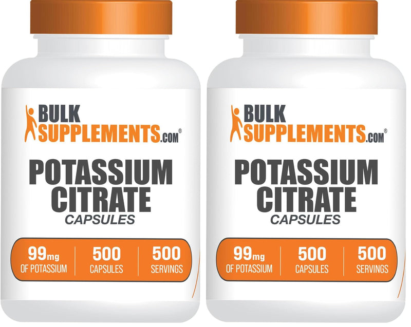 BulkSupplements Potassium Citrate Capsules 99mg - 500 Capsules (Pack of 2) | 1 Capsule Serving