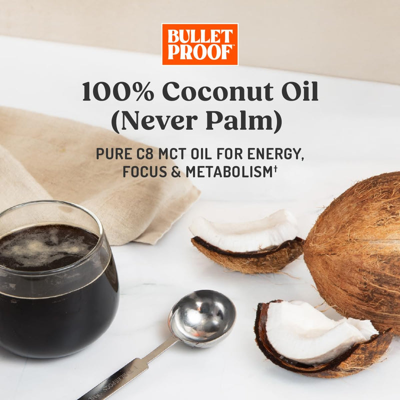 Bulletproof Coconut Brain Octane C8 MCT Oil (16 oz x 3) – Premium Ketogenic Energy for Brain & Body