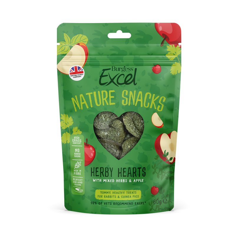 Burgess Excel Nature Snacks Herby Hearts 60g