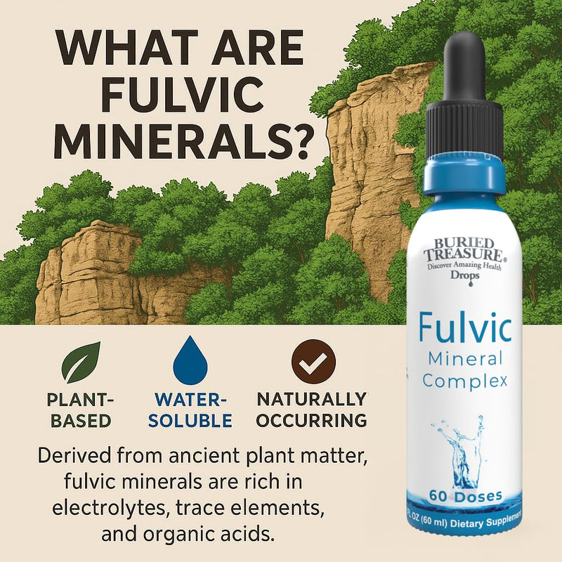 Buried Treasure Fulvic Mineral Drops – 295mg Trace Minerals, Ionic Fulvic Acid (2 fl oz, Pack of 2)