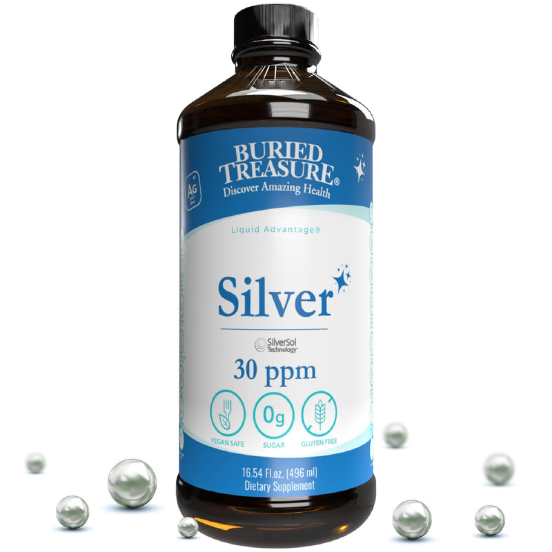 Buried Treasure Silver Liquid 30 PPM 16 oz – Immune Support & Nano Silver