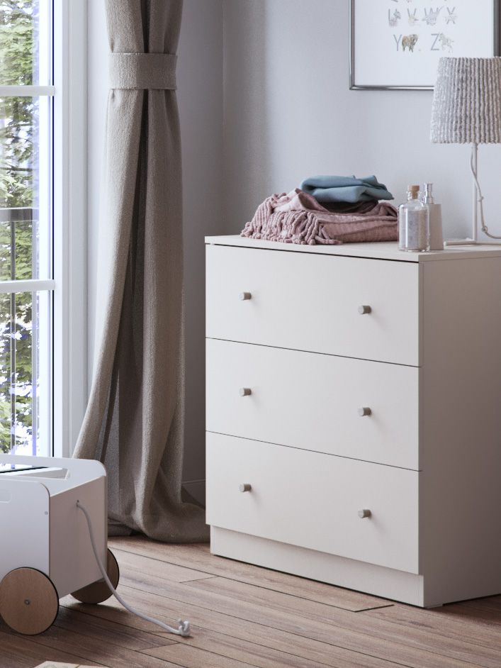 Little Acorns Burlington 3 Piece Nursery Furniture Set with Cot Bed, Dresser and Wardrobe - Cashmere & Truffle Oak