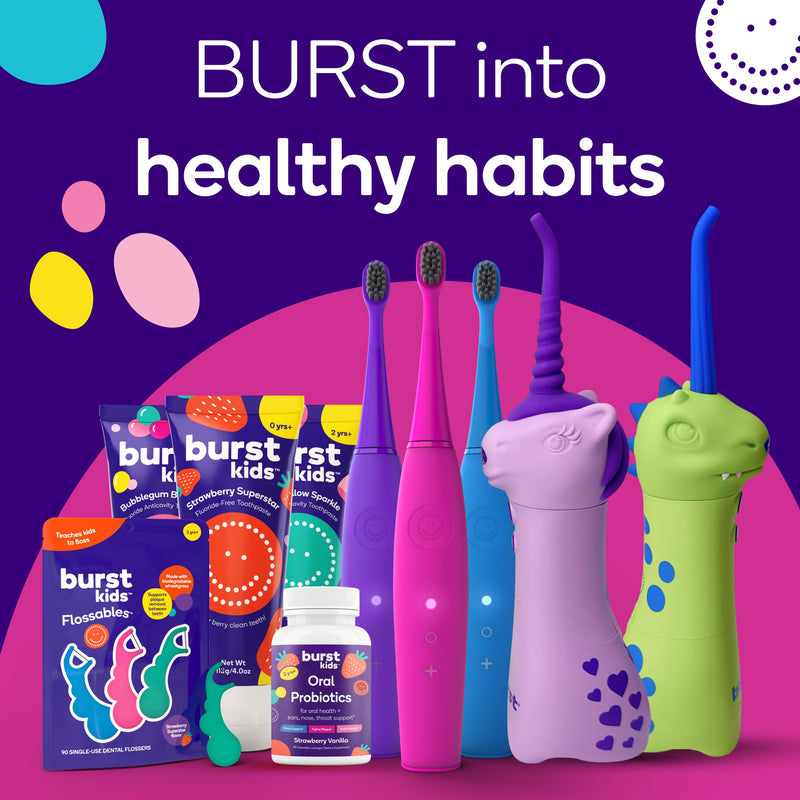 BURST Kids & Toddlers Electric Toothbrush (Purple) – Soft Bristles, 2-Min Timer, Rechargeable