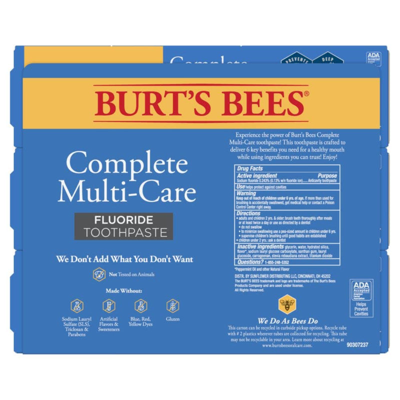 Burt's Bees Complete Multi-Care Toothpaste 4.7 oz – Pack of 3