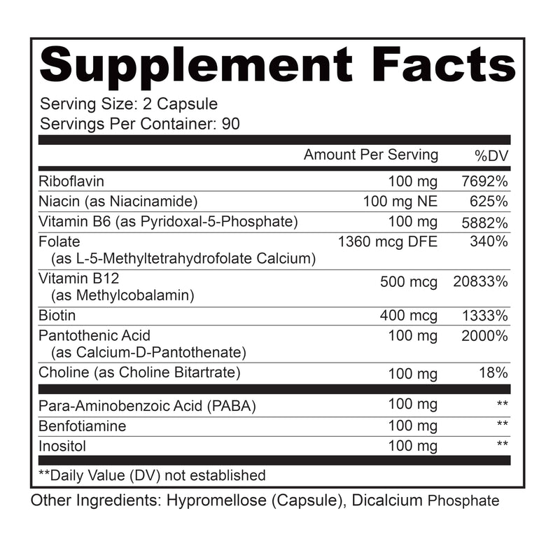 Busy Bee Vitamin B Complex with Choline - 180 Vegan Capsules | Lively Vitamin Co.
