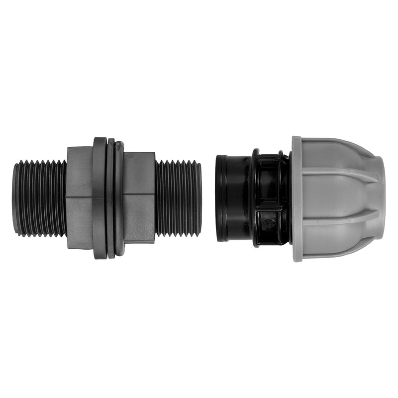 1” BSP Water Butt Fitting with 32mm MDPE Straight