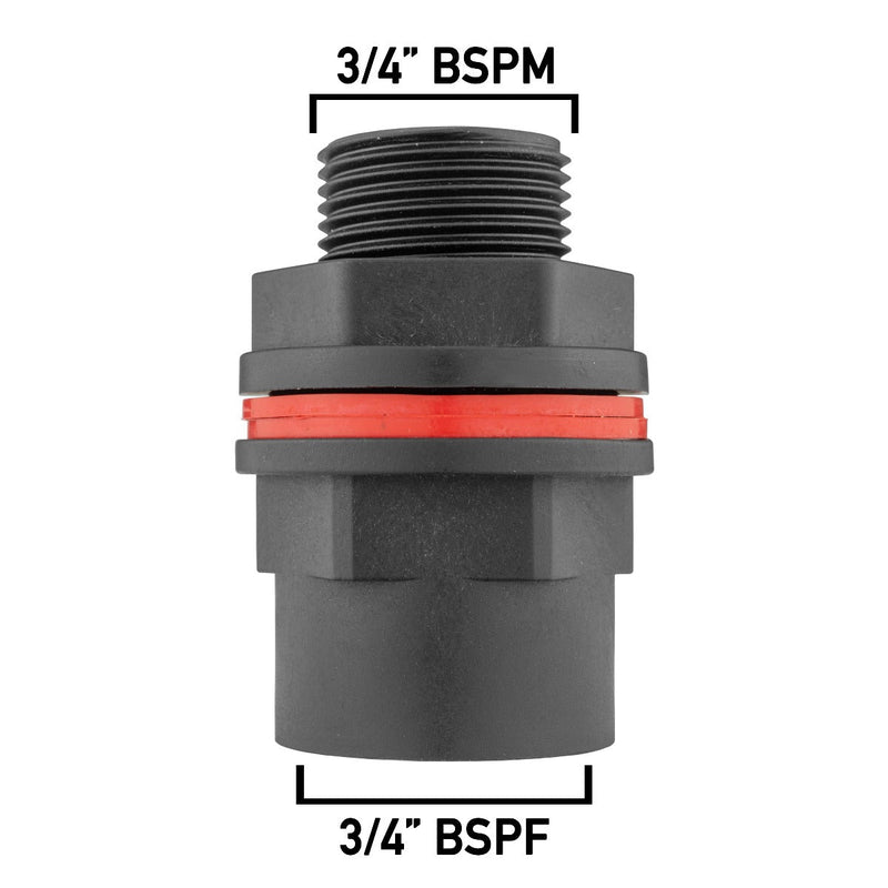 Water Butt 3/4" BSP Male with Female Outlet and Drill Bit