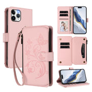 Butterfly Love Flower Multi-card Zipper Wallet Leather Phone Case, For iPhone 11 Pro Max, For iPhone 11, For iPhone 11 Pro - InStock