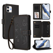 Butterfly Love Flower Multi-card Zipper Wallet Leather Phone Case, For iPhone 12 / 12 Pro, For iPhone 12 Pro Max, For iPhone 12 mini - InStock