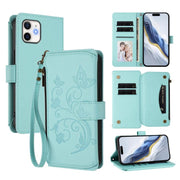 Butterfly Love Flower Multi-card Zipper Wallet Leather Phone Case, For iPhone 12 / 12 Pro, For iPhone 12 Pro Max, For iPhone 12 mini - InStock