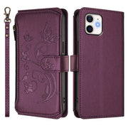 Butterfly Love Flower Multi-card Zipper Wallet Leather Phone Case, For iPhone 12 / 12 Pro, For iPhone 12 Pro Max, For iPhone 12 mini - InStock