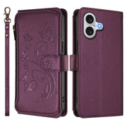 Butterfly Love Flower Multi-card Zipper Wallet Leather Phone Case, For iPhone 17, For iPhone Air, For iPhone 16 Pro Max - InStock