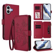 Butterfly Love Flower Multi-card Zipper Wallet Leather Phone Case, For iPhone 17, For iPhone Air, For iPhone 16 Pro Max - InStock