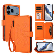 Butterfly Love Flower Multi-card Zipper Wallet Leather Phone Case, For iPhone 17e / 16e, For iPhone 17 Pro Max, For iPhone 17 Pro - InStock