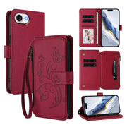 Butterfly Love Flower Multi-card Zipper Wallet Leather Phone Case, For iPhone 17e / 16e, For iPhone 17 Pro Max, For iPhone 17 Pro - InStock