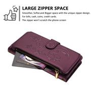 Butterfly Love Flower Multi-card Zipper Wallet Leather Phone Case, For iPhone 17e / 16e, For iPhone 17 Pro Max, For iPhone 17 Pro - InStock