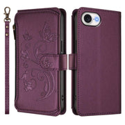 Butterfly Love Flower Multi-card Zipper Wallet Leather Phone Case, For iPhone 17e / 16e, For iPhone 17 Pro Max, For iPhone 17 Pro - InStock
