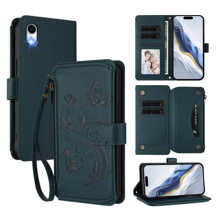 Butterfly Love Flower Multi-card Zipper Wallet Leather Phone Case, For iPhone X / XS, For iPhone XR, For iPhone XS Max - InStock