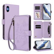Butterfly Love Flower Multi-card Zipper Wallet Leather Phone Case, For iPhone X / XS, For iPhone XR, For iPhone XS Max - InStock