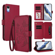 Butterfly Love Flower Multi-card Zipper Wallet Leather Phone Case, For iPhone X / XS, For iPhone XR, For iPhone XS Max - InStock