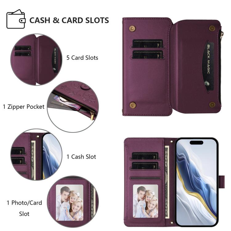 Butterfly Love Flower Multi-card Zipper Wallet Leather Phone Case, For iPhone X / XS, For iPhone XR, For iPhone XS Max - InStock
