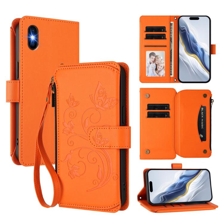 Butterfly Love Flower Multi-card Zipper Wallet Leather Phone Case, For iPhone X / XS, For iPhone XR, For iPhone XS Max - InStock