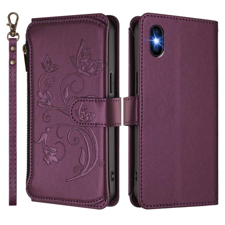 Butterfly Love Flower Multi-card Zipper Wallet Leather Phone Case, For iPhone X / XS, For iPhone XR, For iPhone XS Max - InStock