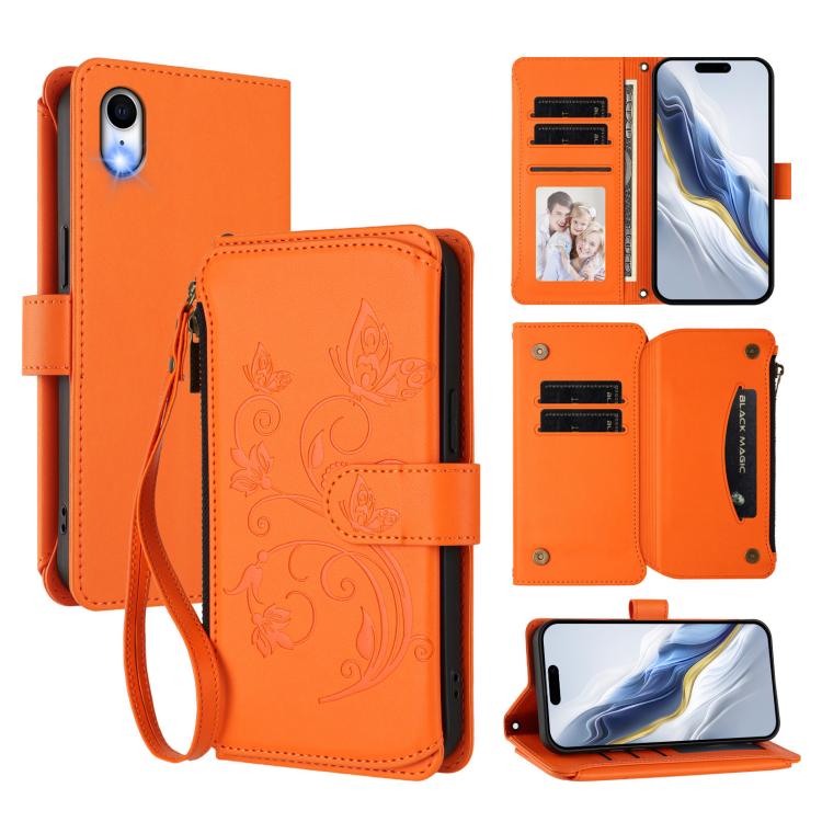 Butterfly Love Flower Multi-card Zipper Wallet Leather Phone Case, For iPhone X / XS, For iPhone XR, For iPhone XS Max - InStock