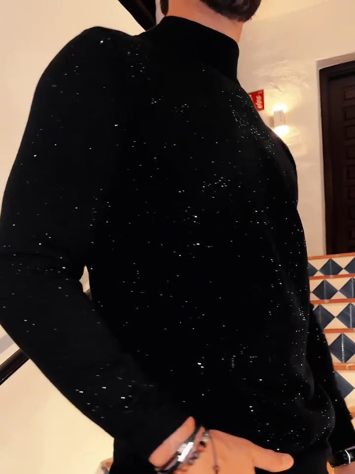 Men's Elegant Sequined Long Sleeve Top