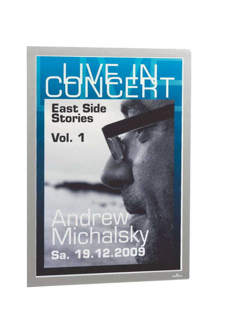 Durable DURAFRAME Self Adhesive Magnetic Signage Frame | 2 Pack | A3 Silver