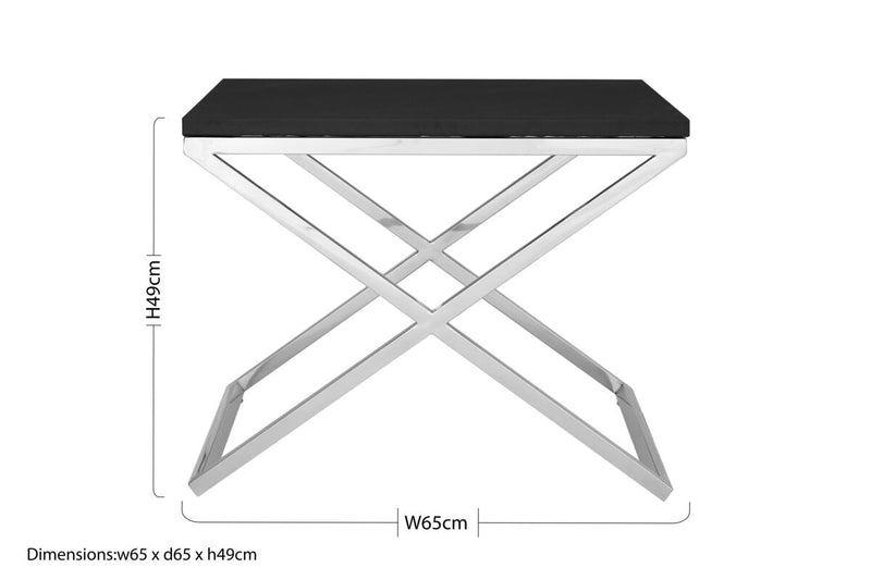 Black Leather Effect End Table with Cross Frame Design | Tribute