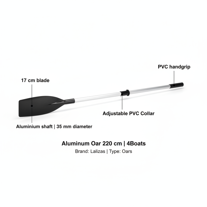 220cm Aluminium Boat Oar with Adjustable PVC Collar - 35mm Shaft Marine Dinghy
