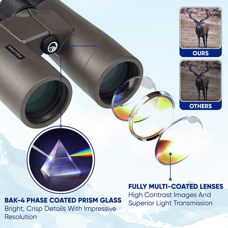 PRAKTICA Pioneer R 10x42mm Binoculars - Brown