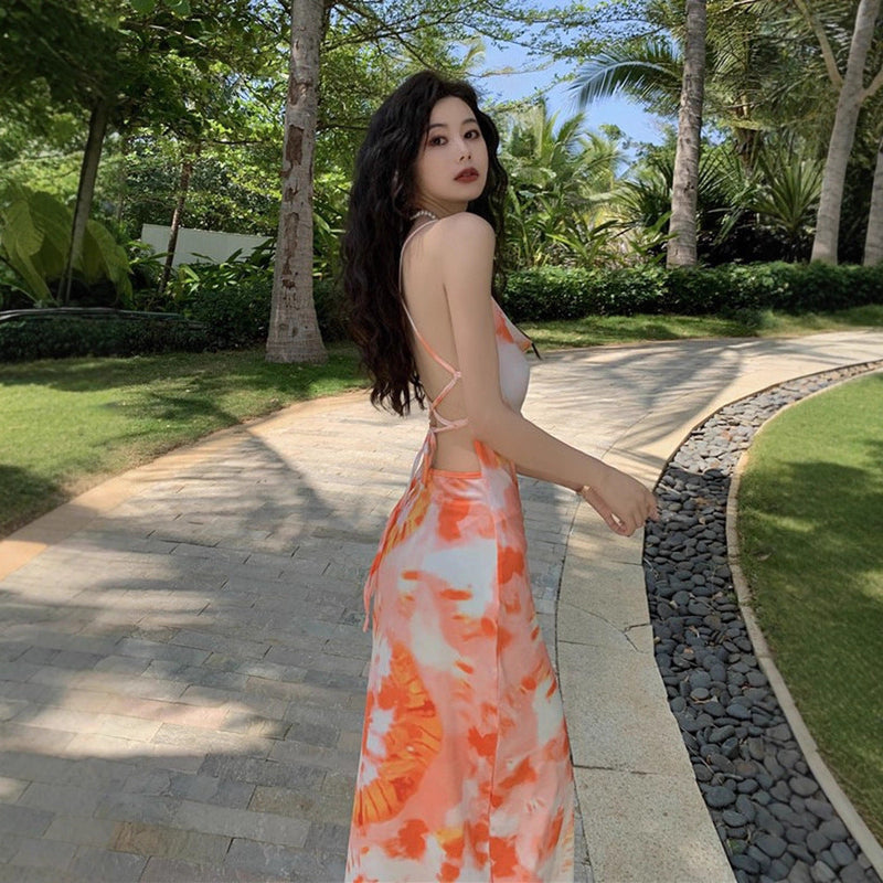 Holiday Tie Strap Halter Neck Dress For Eldest Daughter