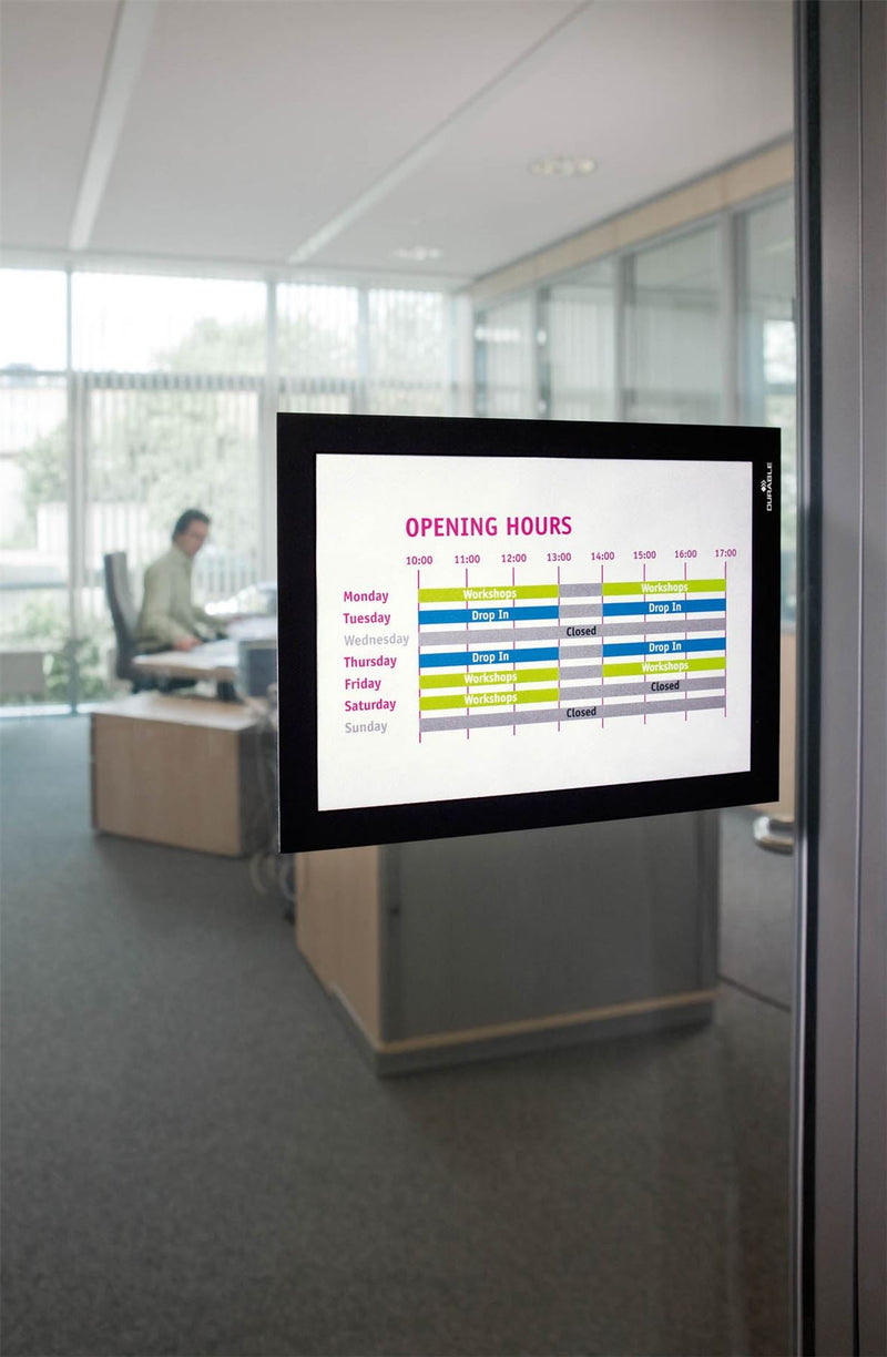 Durable DURAFRAME Self Adhesive Magnetic Signage Frame | 2 Pack | A5 Black
